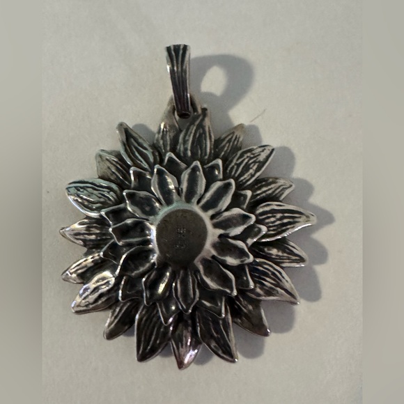 James Avery Wild Sunflower Pendant Silver and Bronze 1.5 Inch across - Picture 2 of 4
